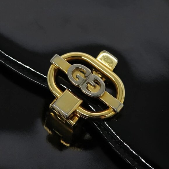 GUCCI Chain Shoulder Bag Patent leather Black Gold Auth BA2705 - Picture 10 of 16